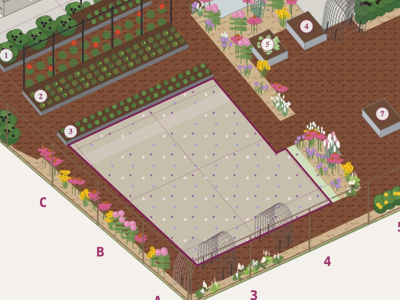 Low-mow lawn on the garden map